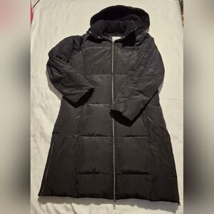 Madison & Max women's size Small black long down coat, Warm, VGUC